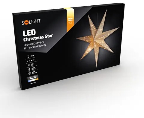 Solight LED függő karácsonyi csillag, 60 cm, 20x LED, időzítő, 2x AA