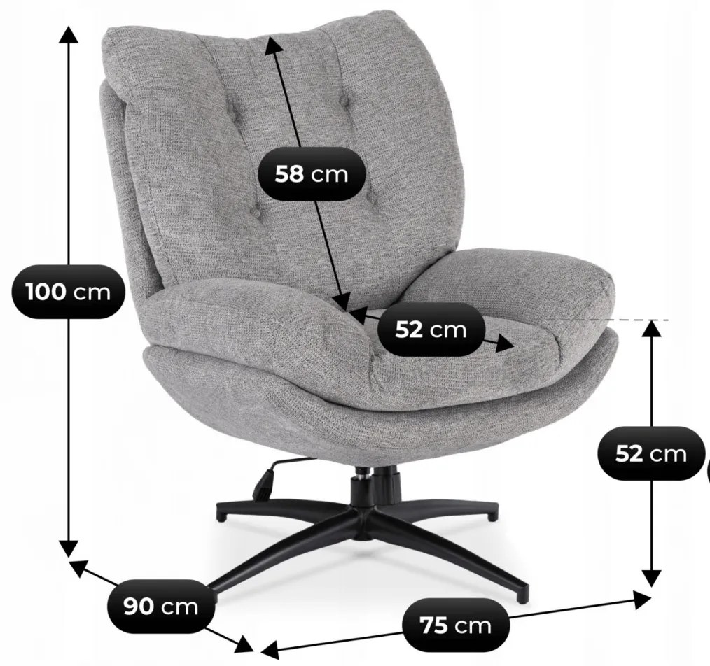 Forgó Relaxfotel Lábtartóval Szürke Színben. FREMONT