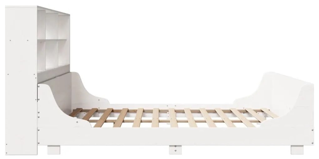 fehér tömör fa könyvespolcos ágy matrac nélkül 200 x 200 cm