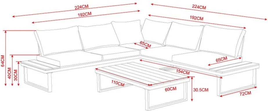 MODENA Kerti ülőgarnitúra - Teak