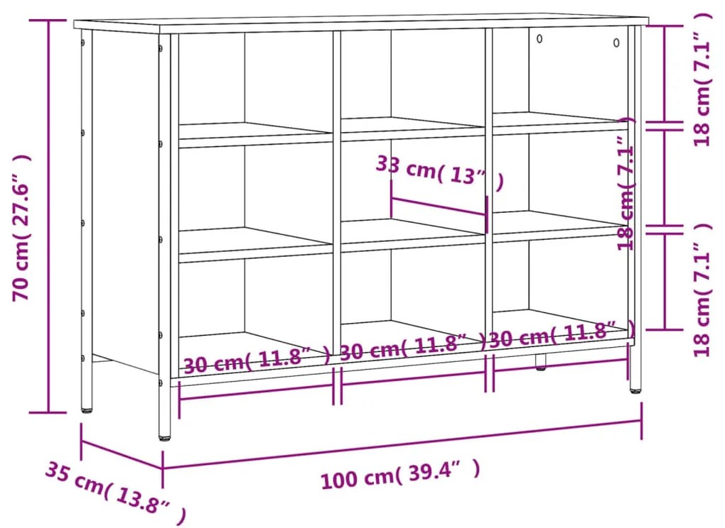 barna tölgyszínű szerelt fa cipősszekrény 100x35x70 cm