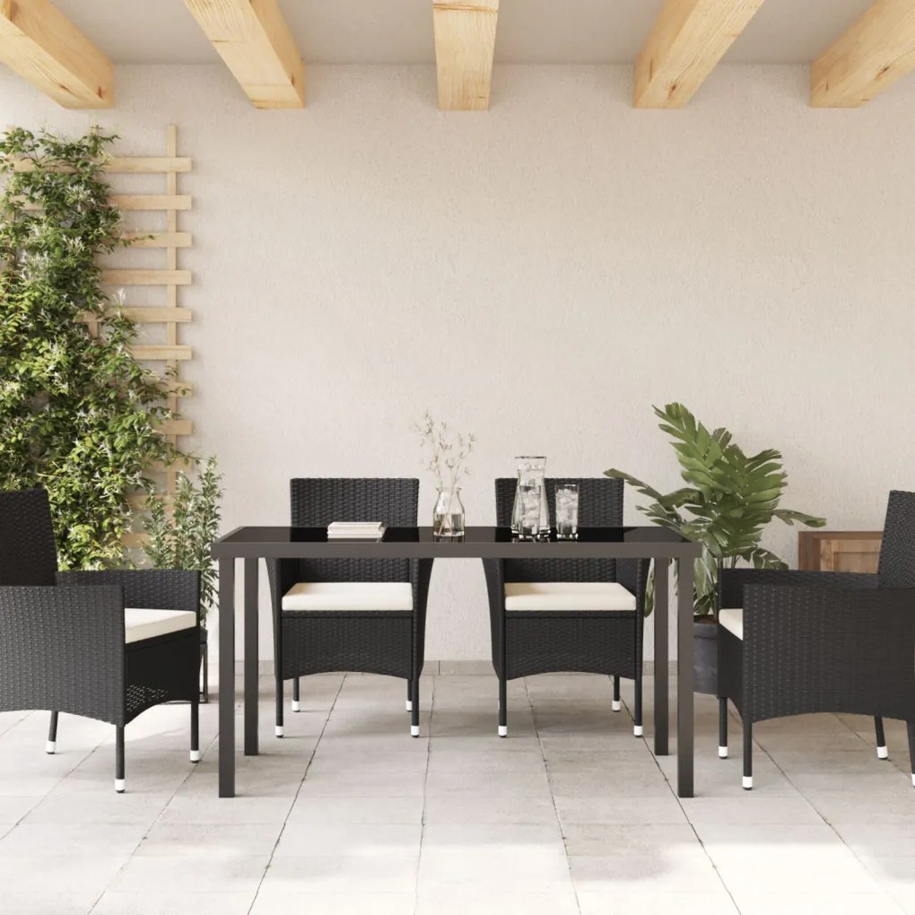 Kertasztal Fekete 140x80x73 cm Edzett Üveg