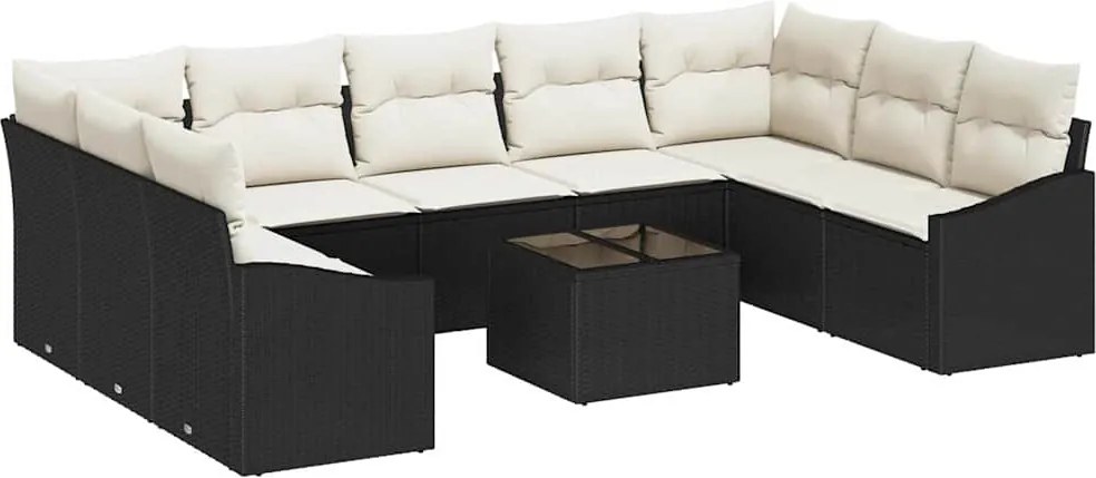 vidaXL Kerti Kanapé Szett tárolóval Barna és Krém polirattan