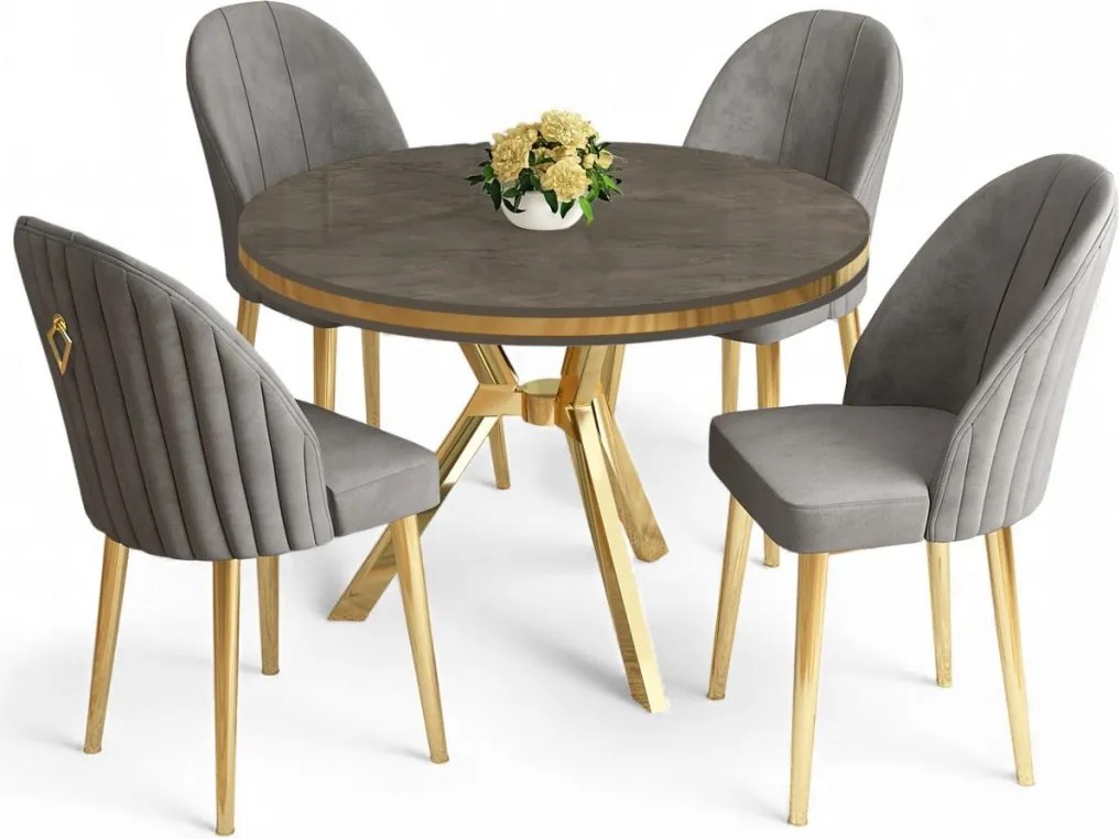Mos étkezőgarnitúra, antracit-arany, 90 cm – TR240CHR2911