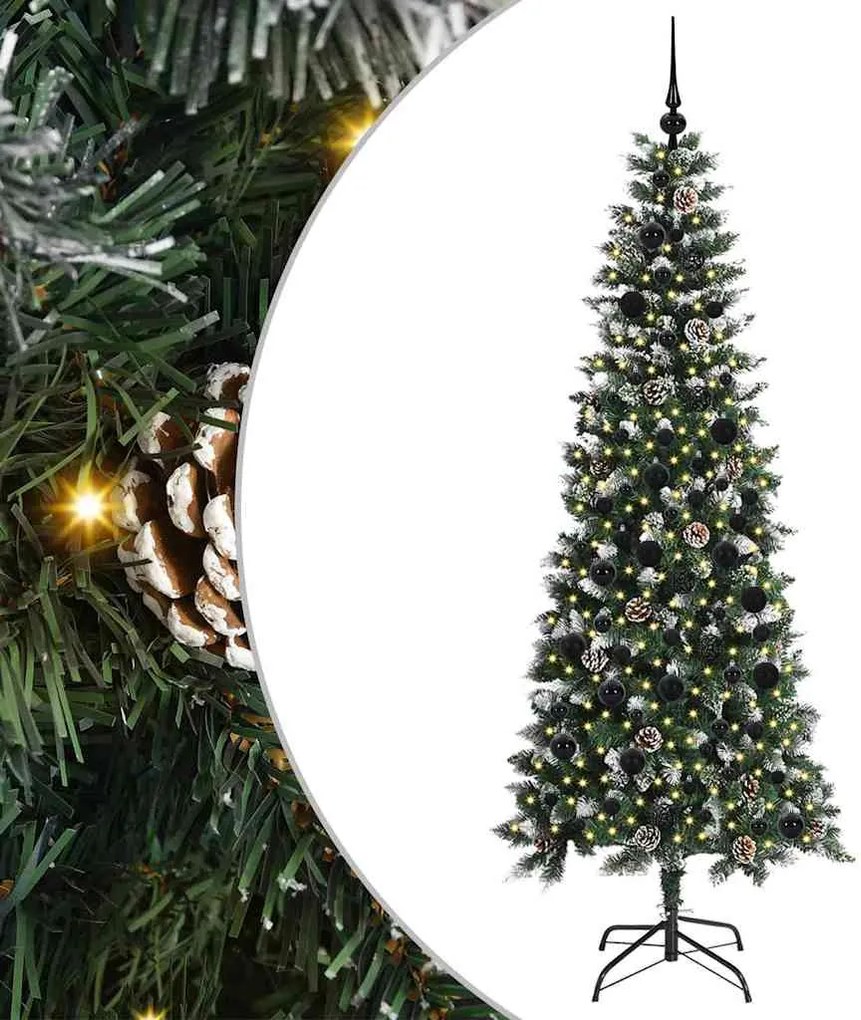 vidaXL Mű karácsonyfa 300 LED-del Zöld 210 cm PVC és Műanyag és Acél