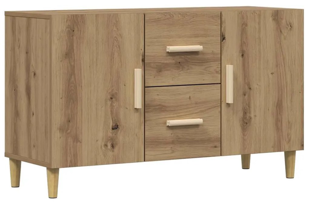 kézműves tölgy színű szerelt fa tálalószekrény 100 x 36 x 60 cm