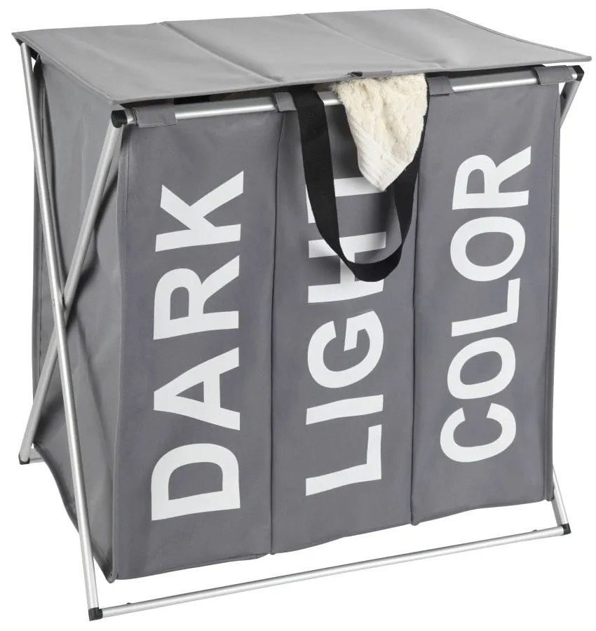 Trio 3 rekeszes szürke szennyestartó, 118 l - Wenko