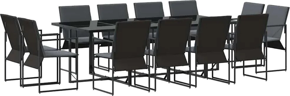 vidaXL Kert étkező szett 13 pcs Fekete Acél