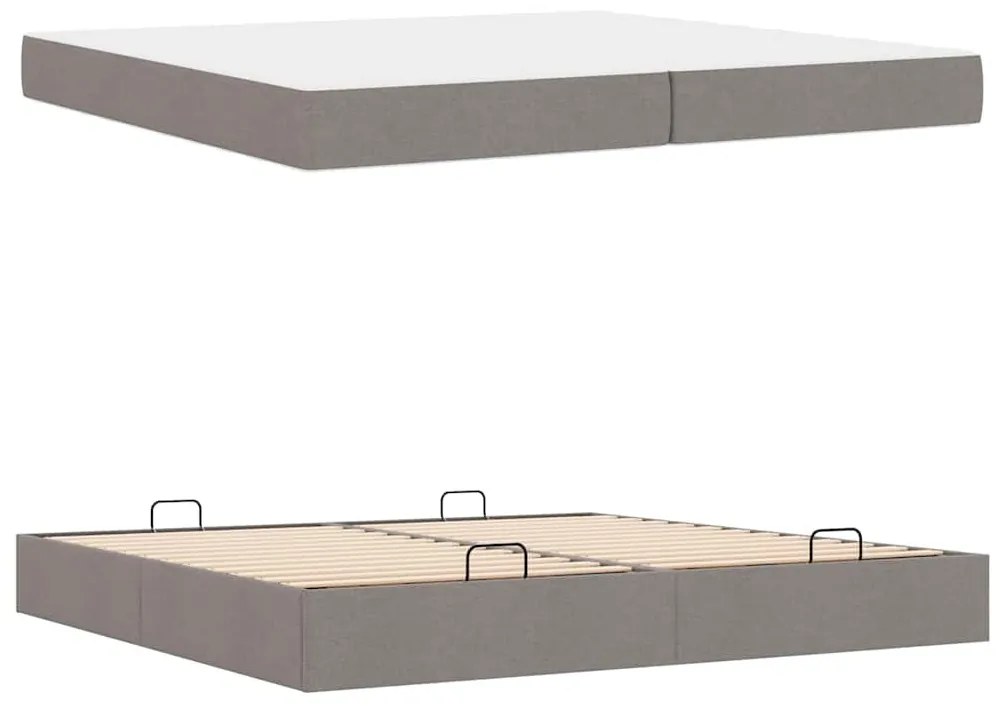 Ágykeret tárolóval Tópszínű 200 x 200 cm szövet