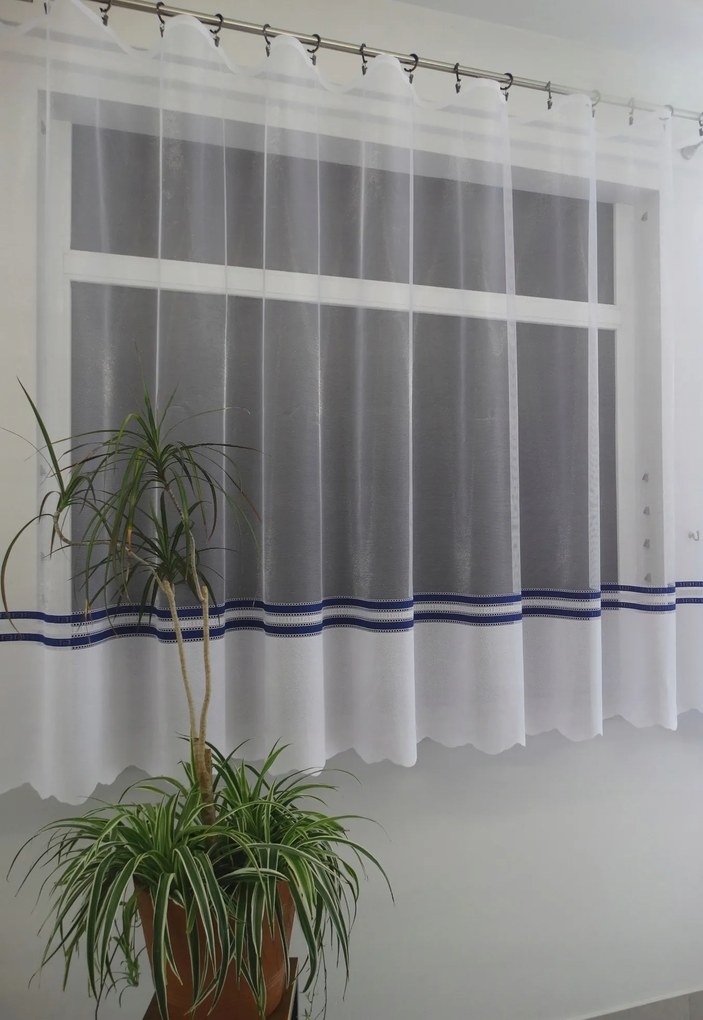 Mg Függöny 355500 Fehér sötétkék 250x250cm készre varrt Bt M