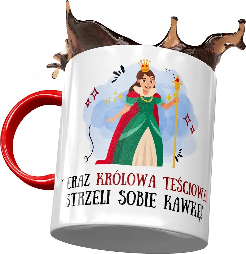 Piros bögre anyósnak, fényképes nyomott mintás ajándék