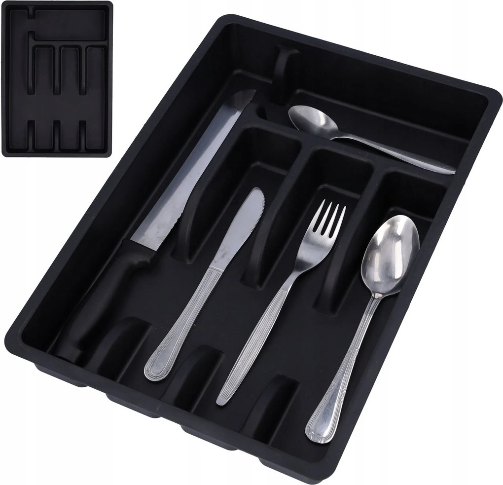 Evőeszköztartó fiókbetét fekete 34 x 36 cm