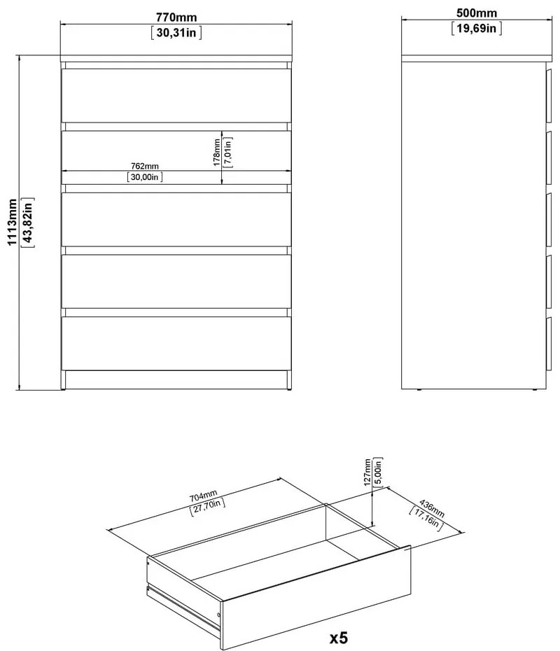 Natúr színű komód tölgyfa dekorral 77x111x50 cm Naia – Tvilum