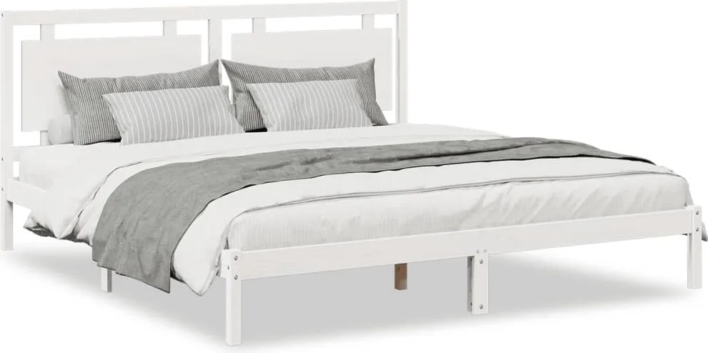 vidaXL fehér tömör fa extra hosszú ágykeret matrac nélkül 200 x 220 cm