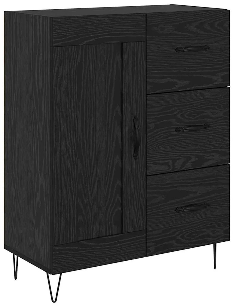 Magasfiú fiókkal 2 pcs Fekete tölgy RÉtegelt fa és üveg