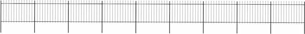 vidaXL fekete acél kerti kerítés lándzsás tetejű 1603,5 x 120 cm