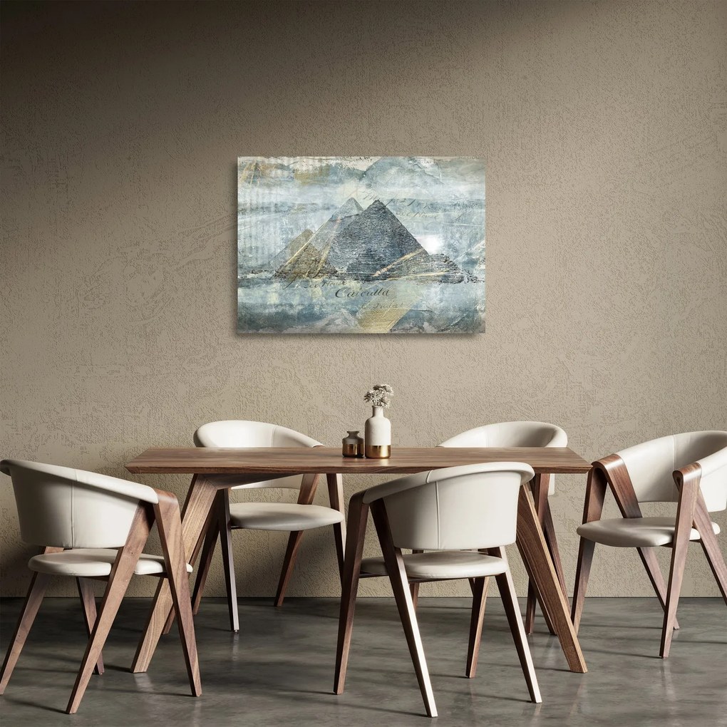 Kép - Piramisok kék szűrőben (üvegen) (70x50 cm)