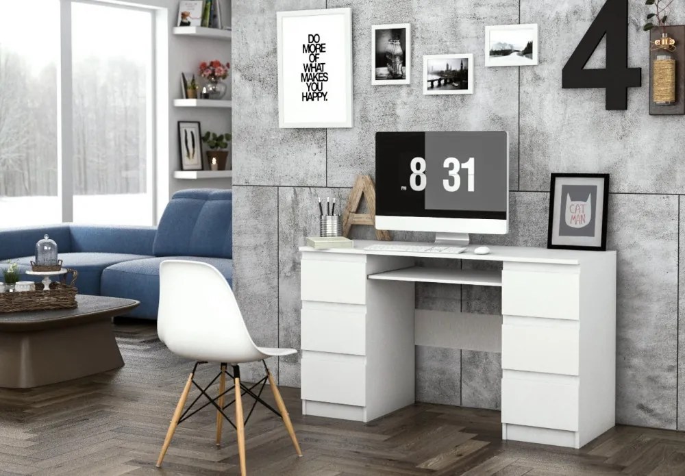 Drohmo Kuba számítógépasztal, 130x76x51 cm, fehér