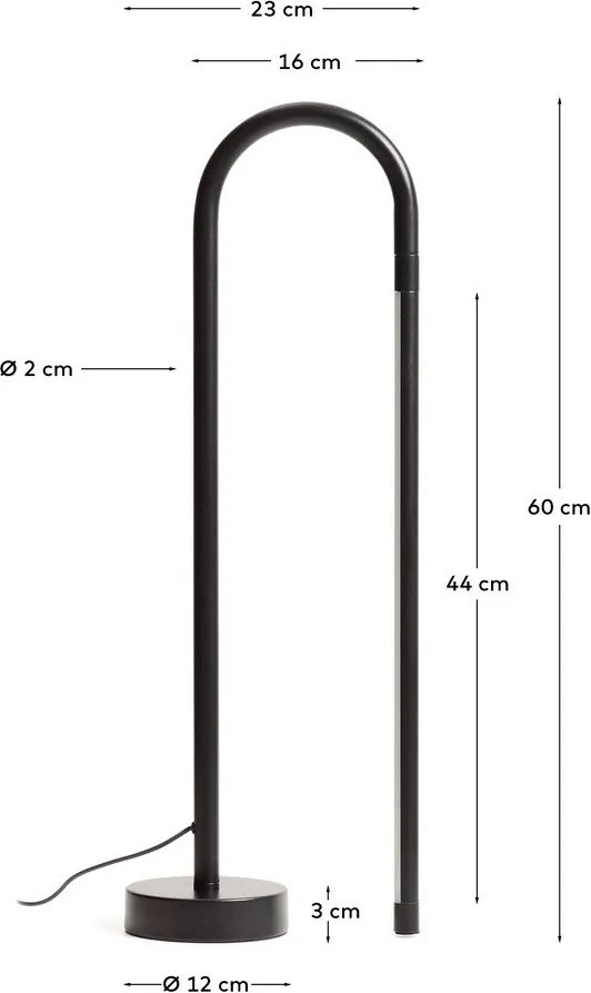 Fekete LED állólámpa (magasság 60 cm) Bow – Kave Home
