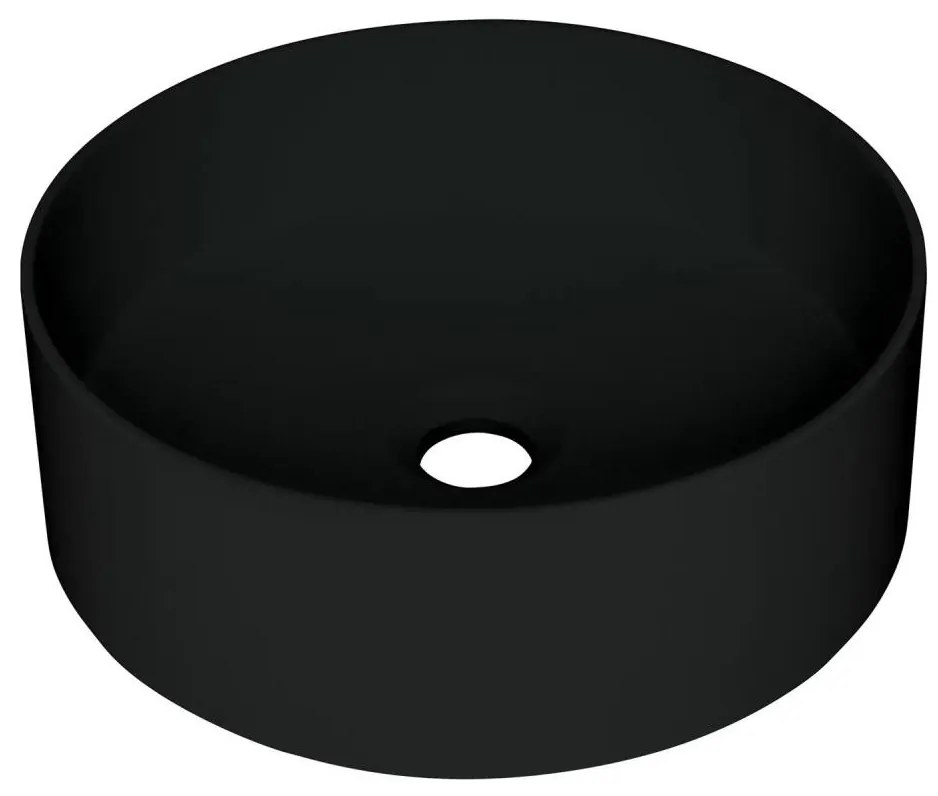 Deante CQS_NU4S - SILIA munkalapra helyezhető mosdó, átmérő 36 cm, gránit/fekete