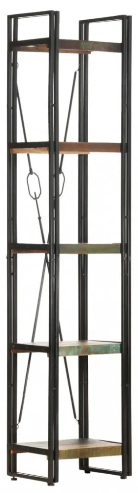 5 szintes tömör újrahasznosított fa könyvespolc 40x30x180 cm
