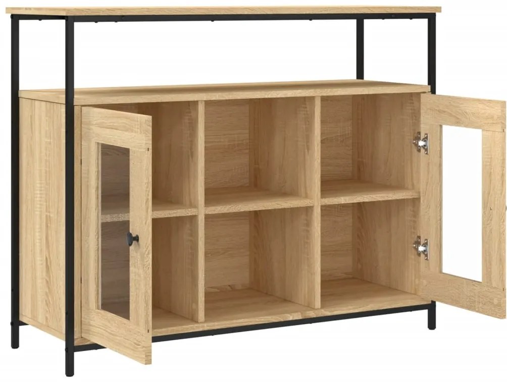sonoma tölgy színű szerelt fa tálalószekrény 100 x 35 x 80 cm