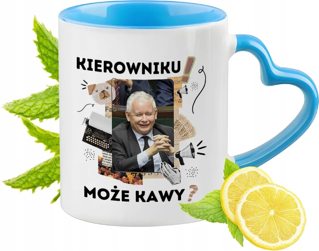 Jaroslaw Kaczynski Kék Bögre Szív Alakú Füllel Ajándék