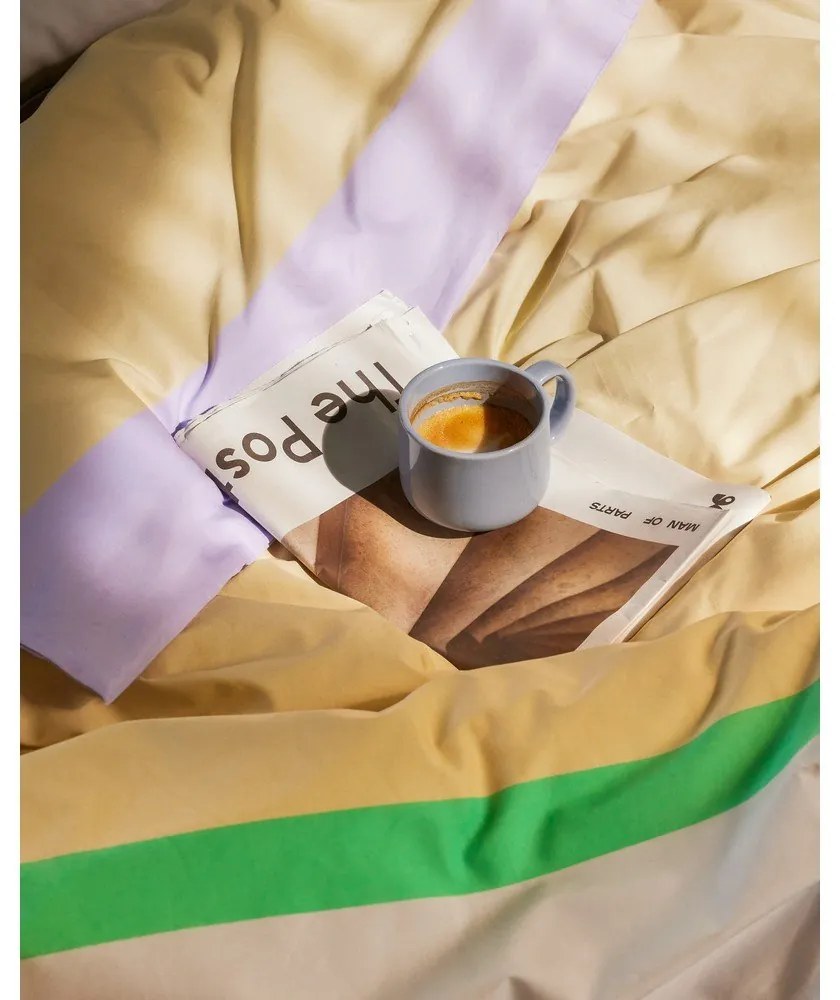 Levendula színű-bézs egyszemélyes hosszabbított pamut ágyneműhuzat 140x220 cm Block – Hübsch