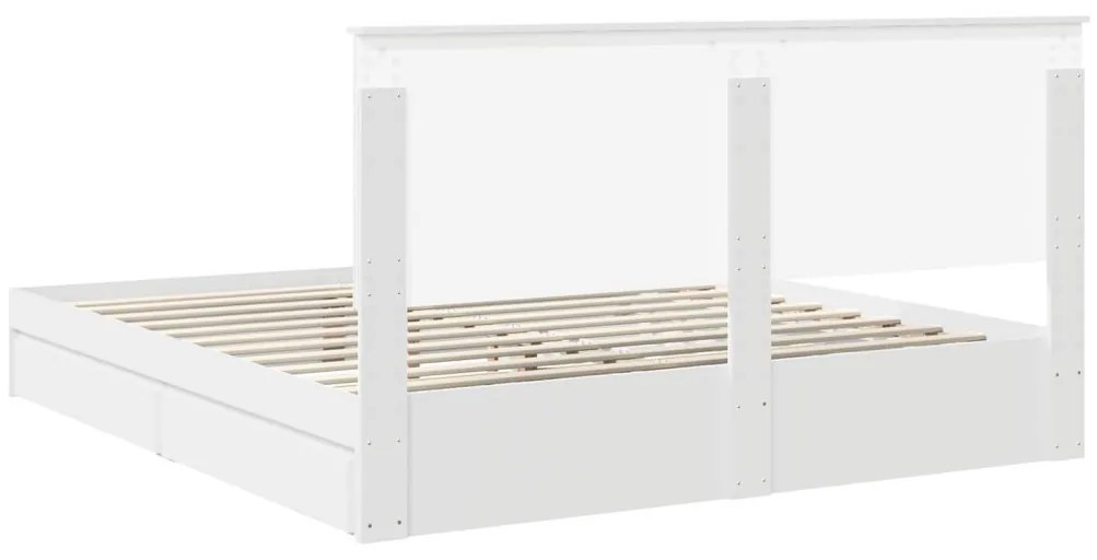 vidaXL Tárolós Ágy fejtámlával fiókkal Fehér 200 x 200 cm Faanyag