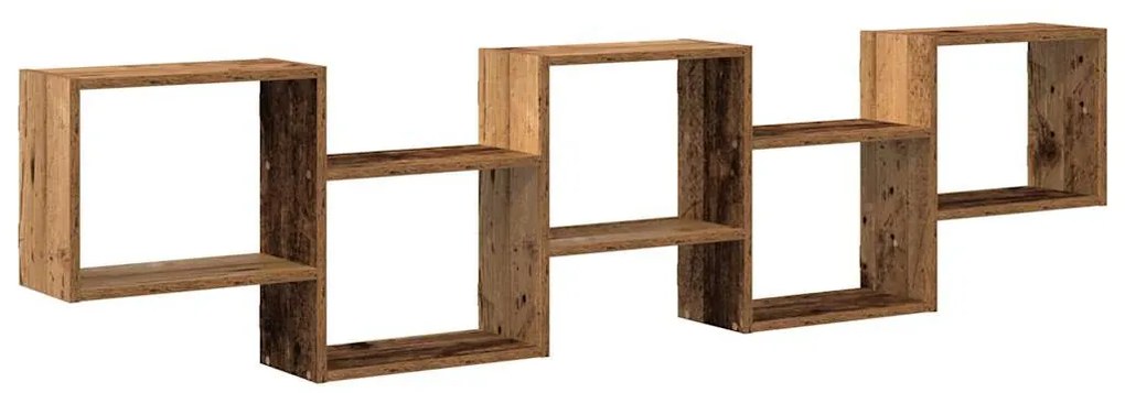 antik fa színű szerelt fa fali kockapolc 5 rekeszes színű