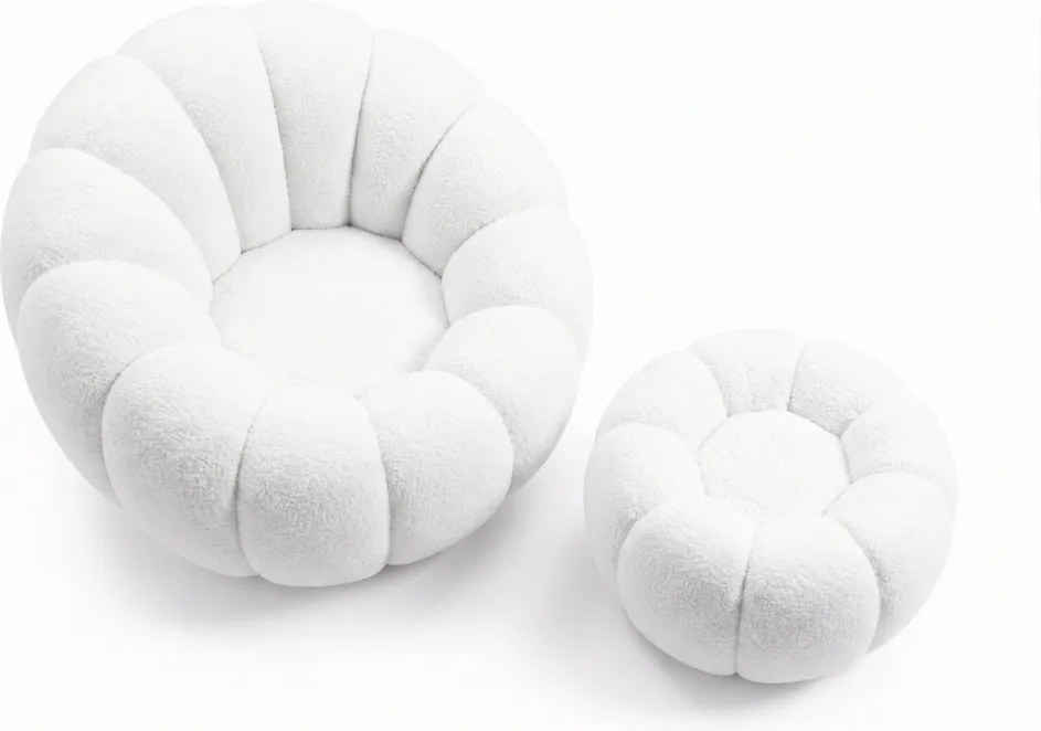 Design fotel BLOOM lábtartóval, fehér