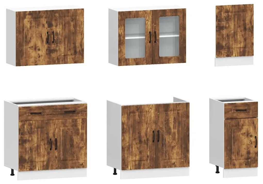 vidaXL 7 részes konyhaszekrény szett Kalmar füstölt tölgy műszaki fa