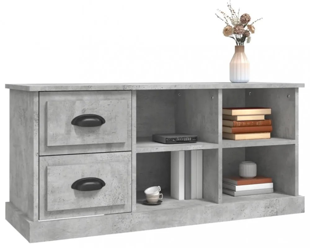 betonszürke szerelt fa TV-szekrény 102 x 35,5 x47,5 cm