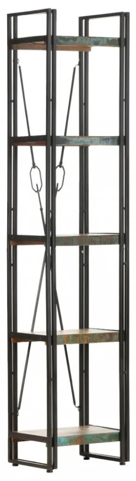 5 szintes tömör újrahasznosított fa könyvespolc 40x30x180 cm