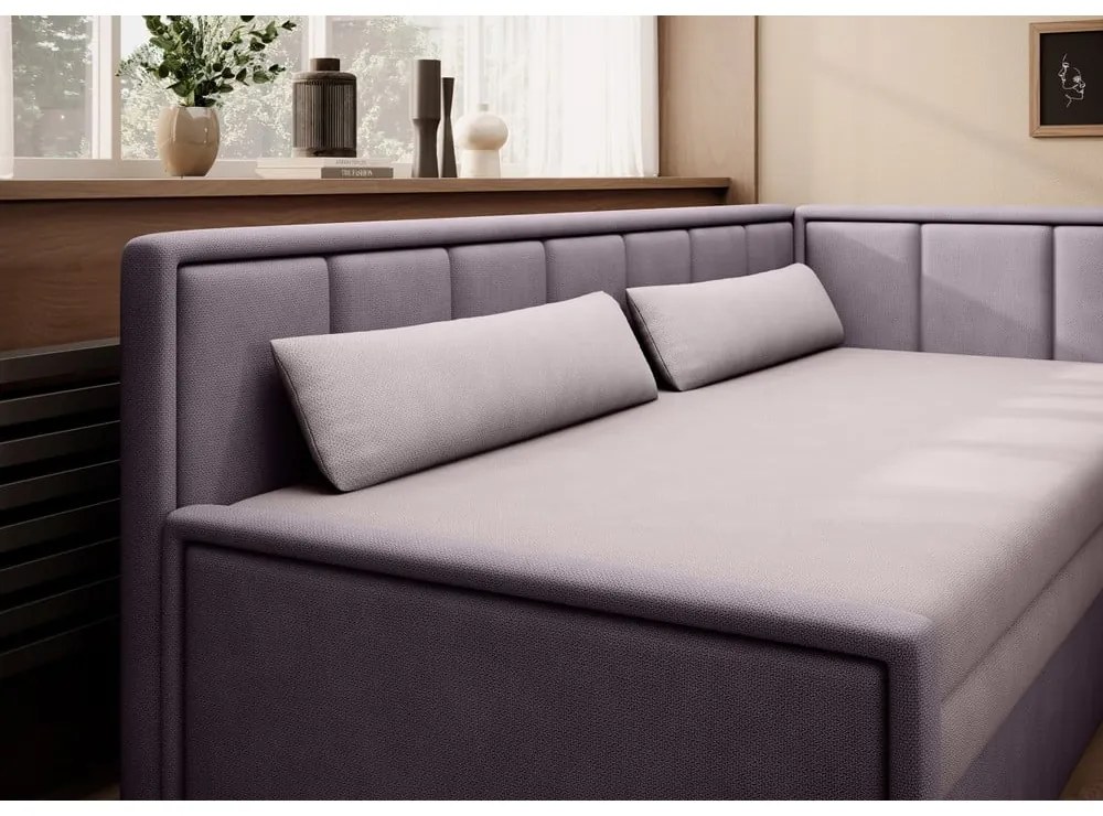 Rózsaszín zsenília kinyitható-tárolóhelyes kanapé 214 cm Fulgeo – ELTAP