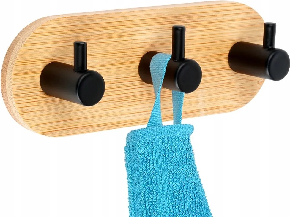 Bambusz akasztó fém öntapadós törölközőtartó fürdőszobai törlőkendő