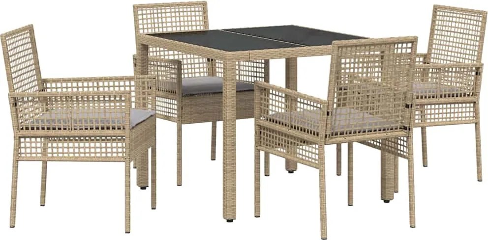 vidaXL Kert étkező szett 5 pcs Bézs polirattan