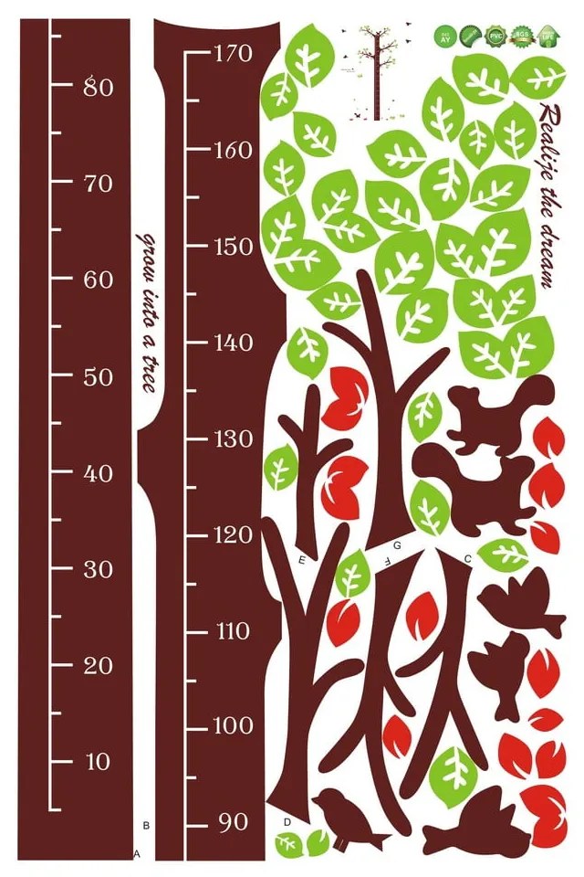 Magasságmérős gyerek matrica ajtóra-falra 60x190 cm Dreaming Tree – Ambiance