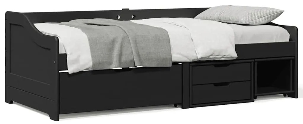Napozóágy 3 fiókkal matrac nélkül IRUN Fekete 90x200 cm