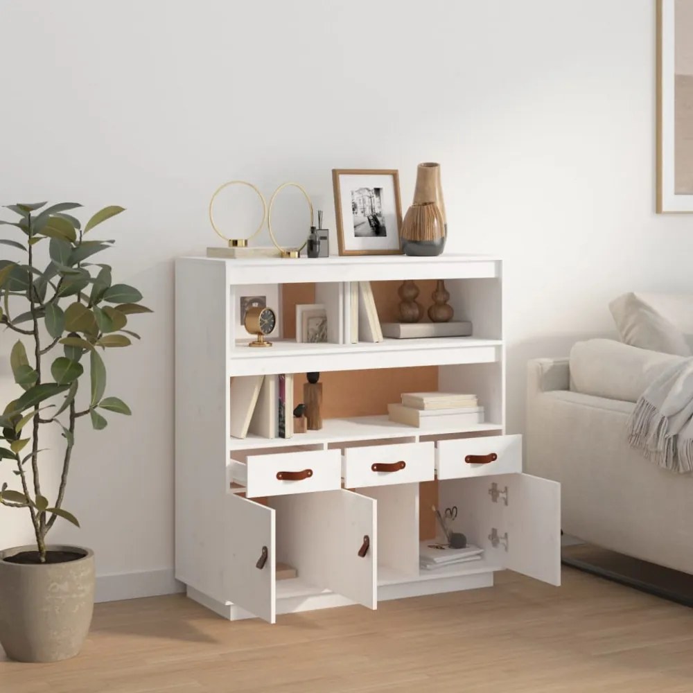 fehér tömör fenyőfa magasszekrény 100 x 40 x 108,5 cm