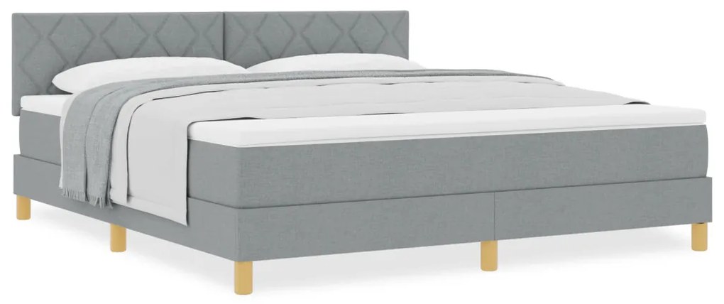 Box Spring Ágy matraccal, világosszürke, 180x200 cm, szövet