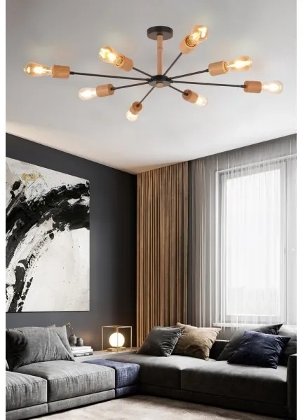 Top Light Star 8 - Csillár rúdon STAR 8xE27/40W/230V fenyő