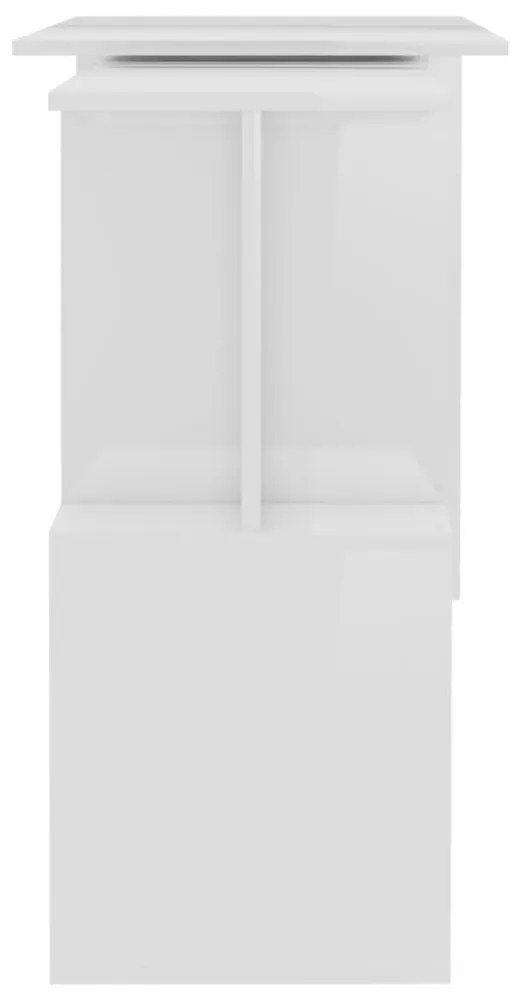 magasfényű fehér szerelt fa sarokasztal 200 x 50 x 76 cm