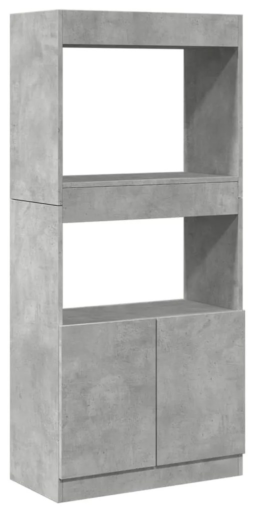 betonszürke szerelt fa magasszekrény 63 x 33 x 140 cm