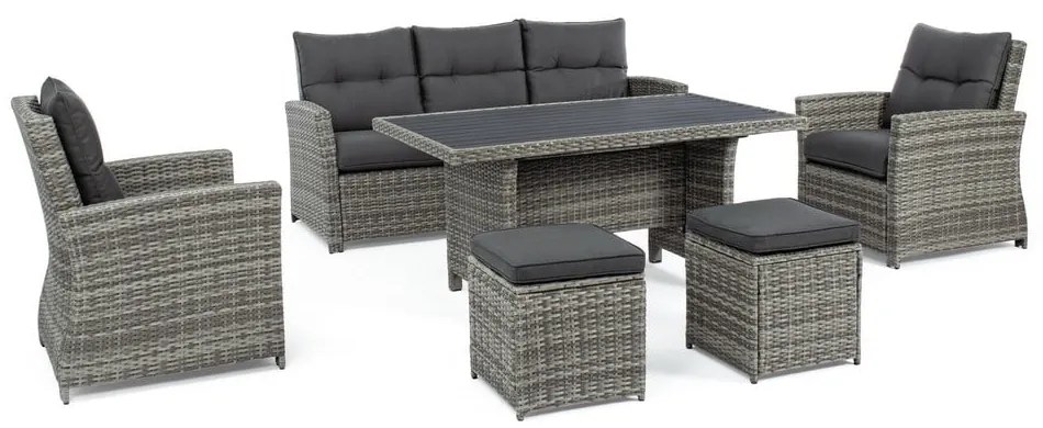 Szürke műrattan hatszemélyes kerti lounge szett Ariel – Bizzotto