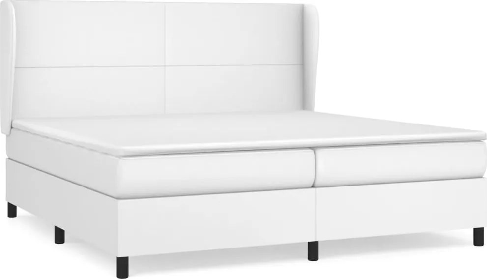 vidaXL fehér műbőr rugós ágy matraccal 200 x 200 cm