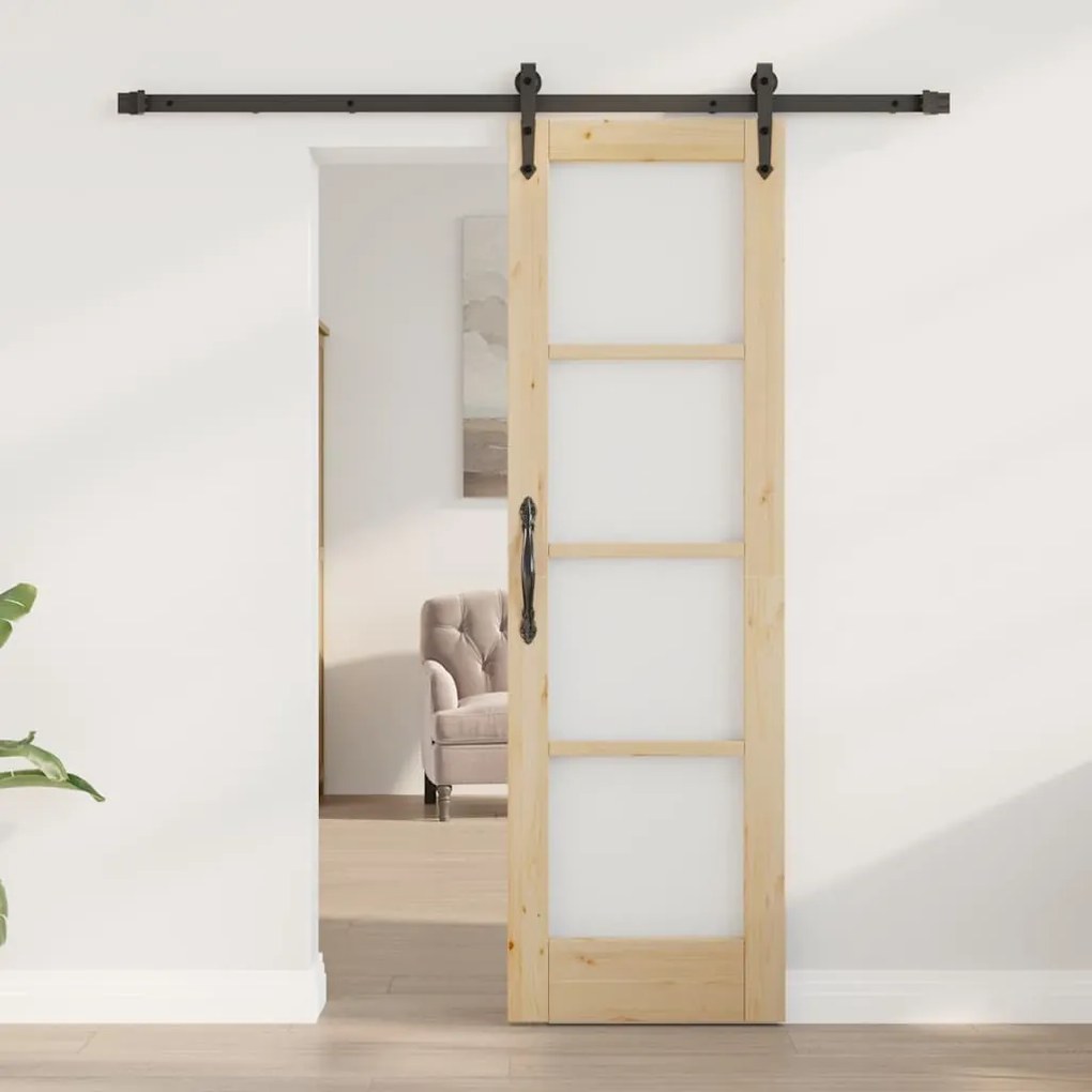 Egyszerű Csúszó Ajtó Barna 61 x 198.5 cm Fa és fém