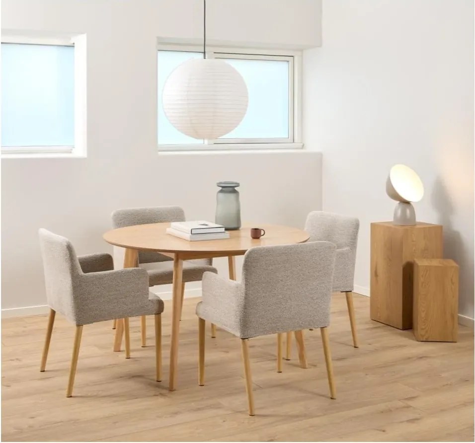 Bézs kárpitozott karfás étkezőfotel Zoe – Actona