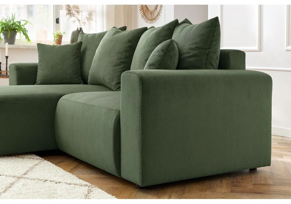 Zöld bársony sarokkanapé Enjoy – Bobochic Paris