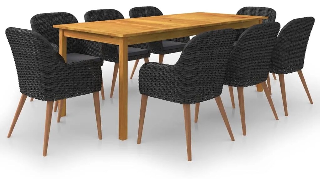 vidaXL 9 részes fekete kerti étkezőgarnitúra